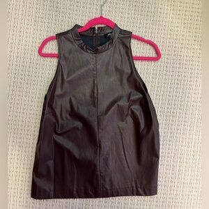 Burgundy faux leather top. Size large.